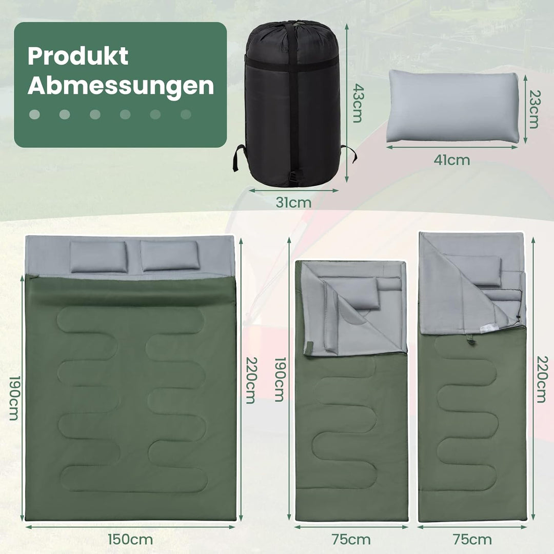 GOPLUS Schlafsack Deckenschlafsack Hüttenschlafsack Doppelschlafsack Reiseschlafsack Trekkingschlafs