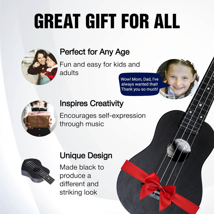 Flight, 4-saitige Travel Series Sopran-Ukulele, schwarz (TUS-35 BK), Schwarz