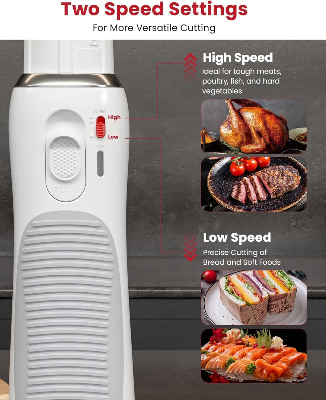 Keenstone Elektrisches Messer Kabelloses, Sägeklingenmesser für Truthahn, Fleisch, Fischfilet & Brot