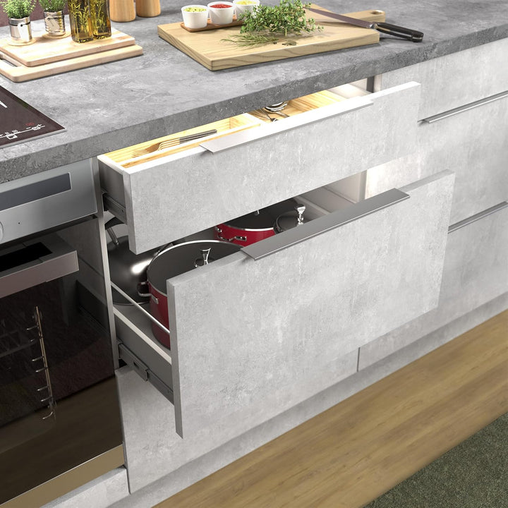 10er Set Alu Möbelgriff SEARL 330 mm Edelstahloptik Griff-Profilleiste Schubladengriff Küchengriff v