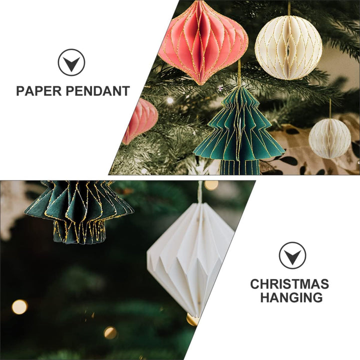 DOITOOL 9 Stücke Weihnachtsbaum Anhänger, Papier Waben Party Waben Kugeln, Baumschmuck Weihnachten,