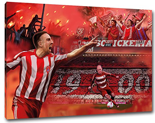 Ultras München Sport Collage Format: 80x60, Bild auf Leinwand XL, fertig gerahmt
