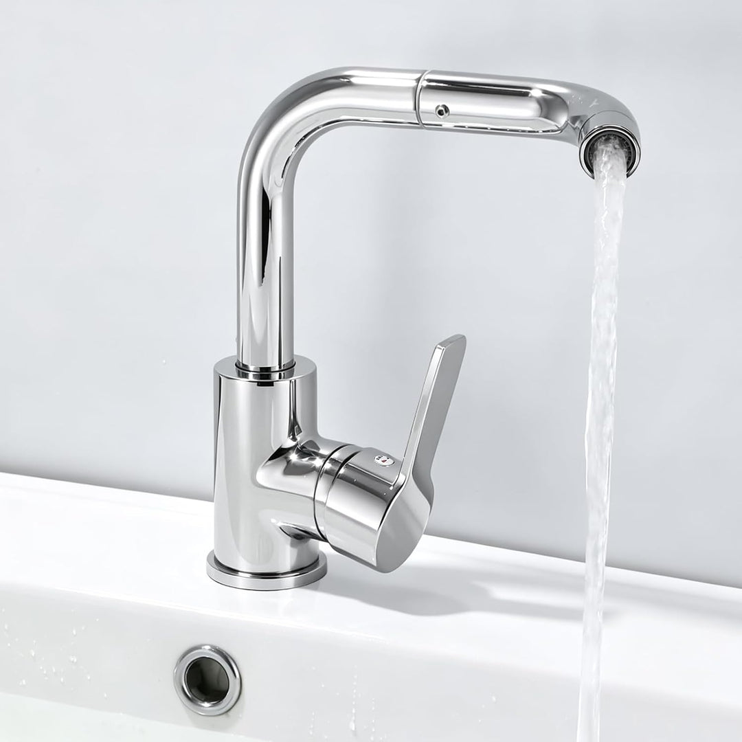 Wasserhahn Bad 360° Dreh Waschtischarmatur Hoch Edelstahl 304 Chrom | Mischbatterie Waschbecken Arma