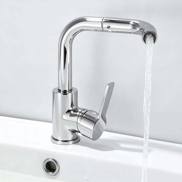 Wasserhahn Bad 360° Dreh Waschtischarmatur Hoch Edelstahl 304 Chrom | Mischbatterie Waschbecken Arma