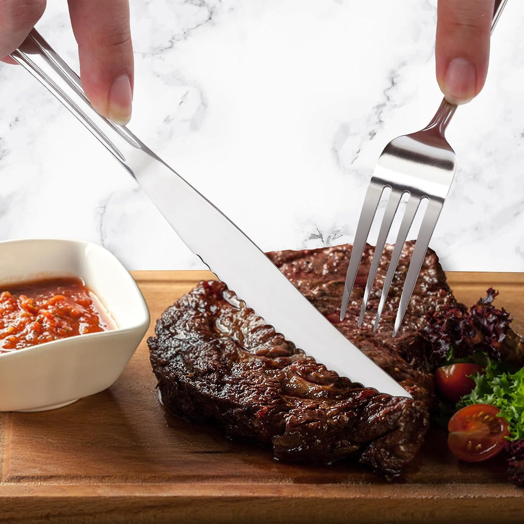 Hunnycook Besteck Set 12 Personen mit Steakmesser, Premium Edelstahl Besteck Set 72 Stück, Elegantes