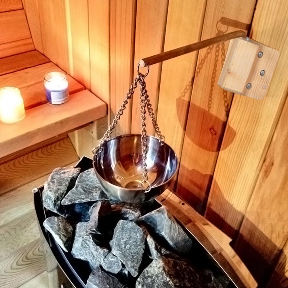20cm Sauna-Aromaschale Edelstahl-Sauna-Aromaschale Rund | Ätherisches Öl Schale Wandhalterung mit ve