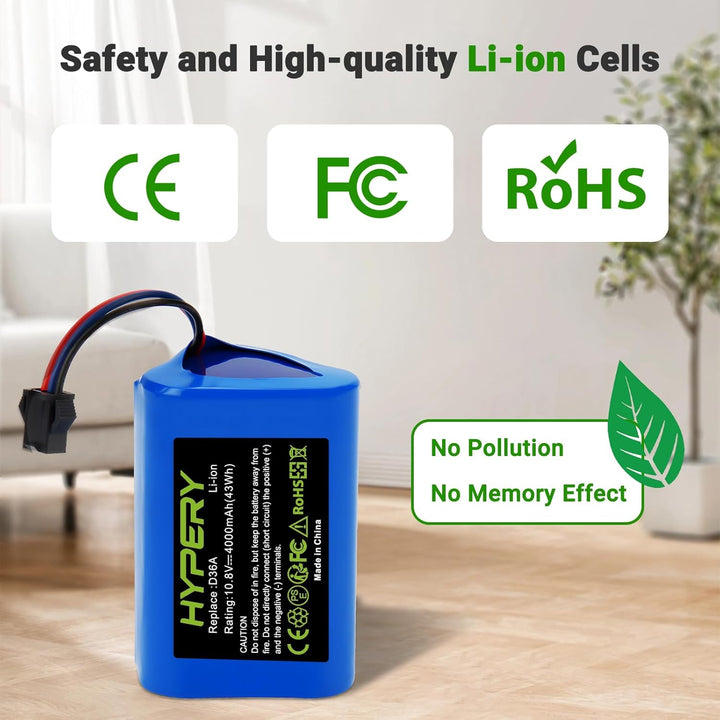 10.8V 4000mAh Ersatz Li-ion Akku für Ecovacs Deebot DA60-Darfon, ZJ1450, TCR360, D36A, D36B, D36C, D