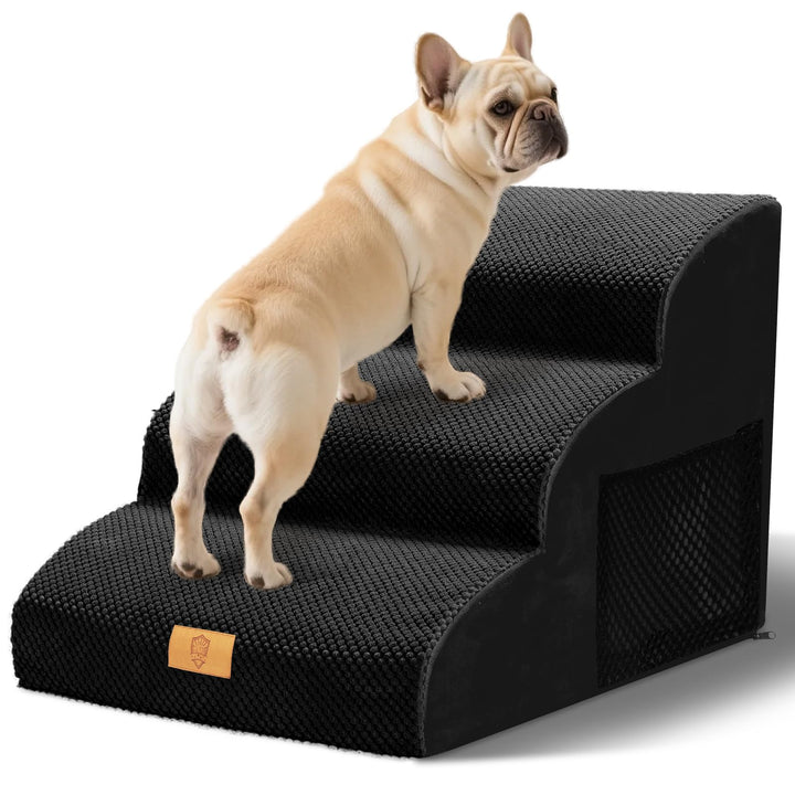 Hundetreppe für Kleine Hunde, Haustiertreppe 3 Stufen, Hochdichtem Schwamm Hundetreppen 40cm Hoch, H