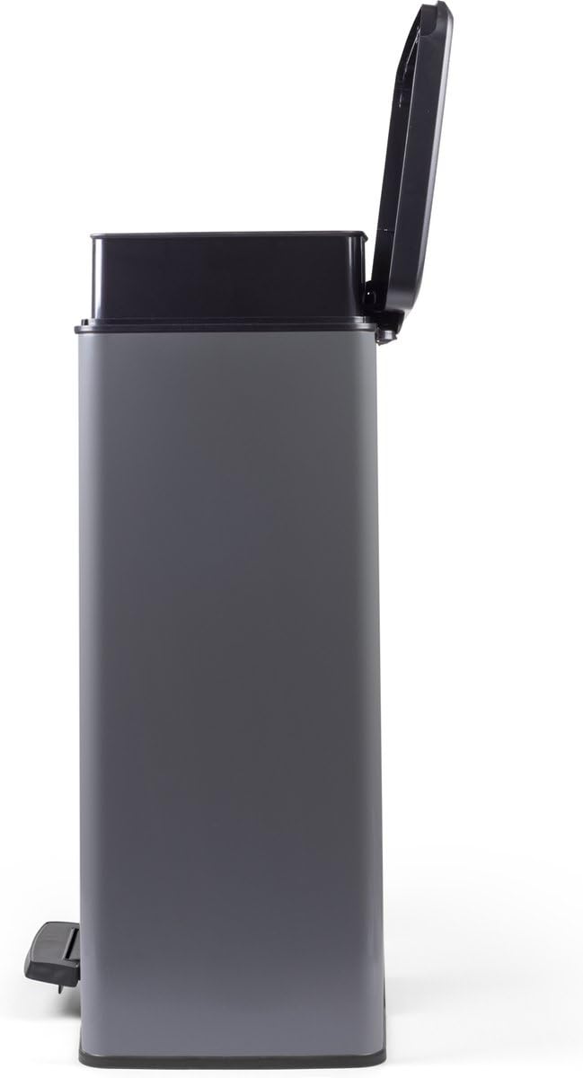 Curver Decobin Duo Tretmülleimer, 52L Gesamtvolumen, Grau – mit Mülltrennung und 2 herausnehmbaren 2