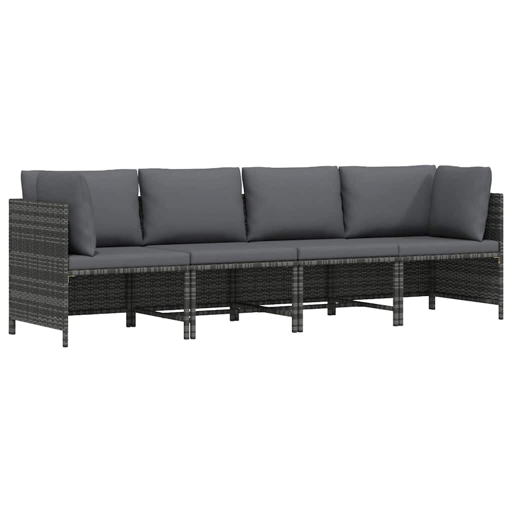 vidaXL Gartensofa 4-Sitzer mit Kissen Mittelsofa Ecksofa Sofa Lounge Gartenset Gartenmöbel Garten Ga