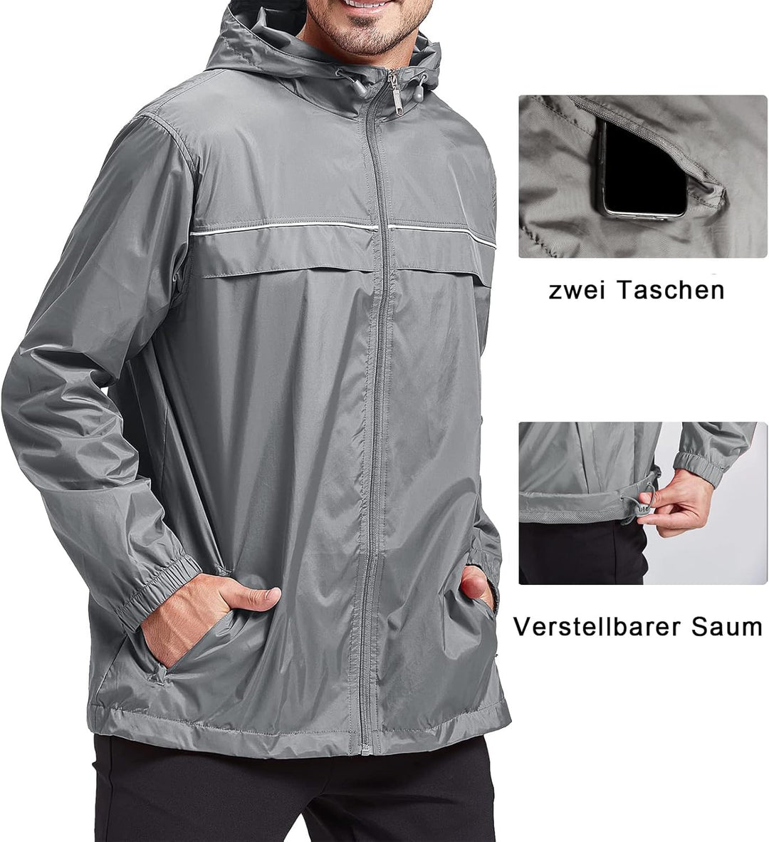 igeekwell Regenjacke Herren Wasserdicht Atmungsaktiv Fahrrad Regenbekleidung Regenanzug Outdoor Refl