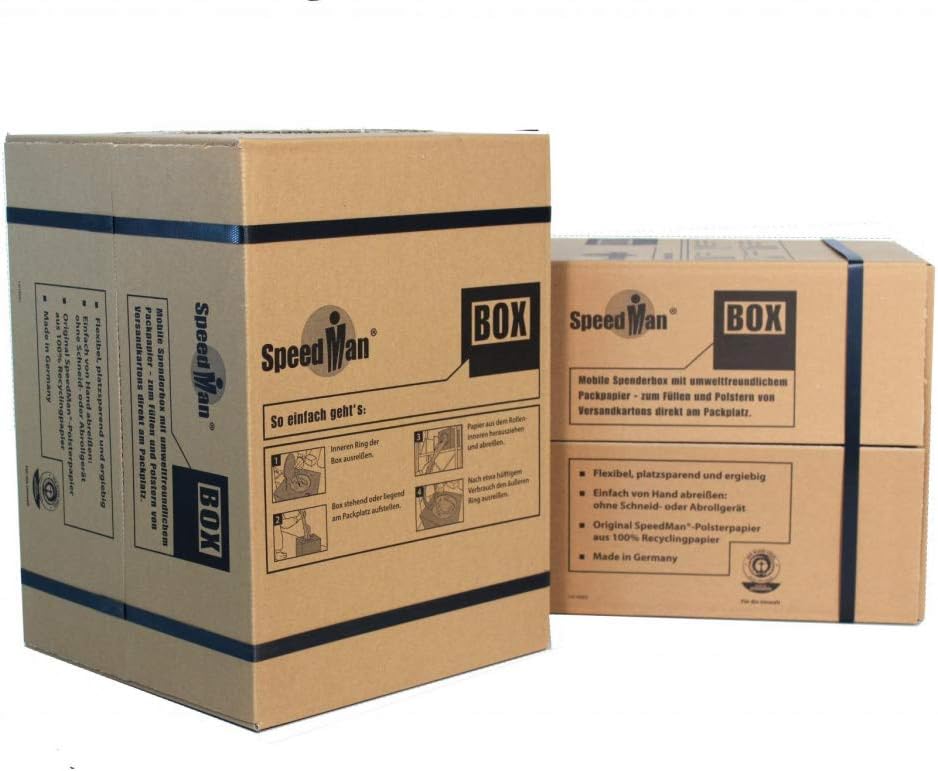 1 SpeedMan Box mit 450m Packpapier | Grammatur 70 gr/m² | Schrenzpapier Spender | in verschiedenen M