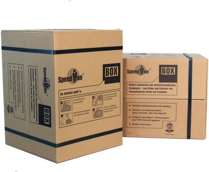 1 SpeedMan Box mit 450m Packpapier | Grammatur 70 gr/m² | Schrenzpapier Spender | in verschiedenen M