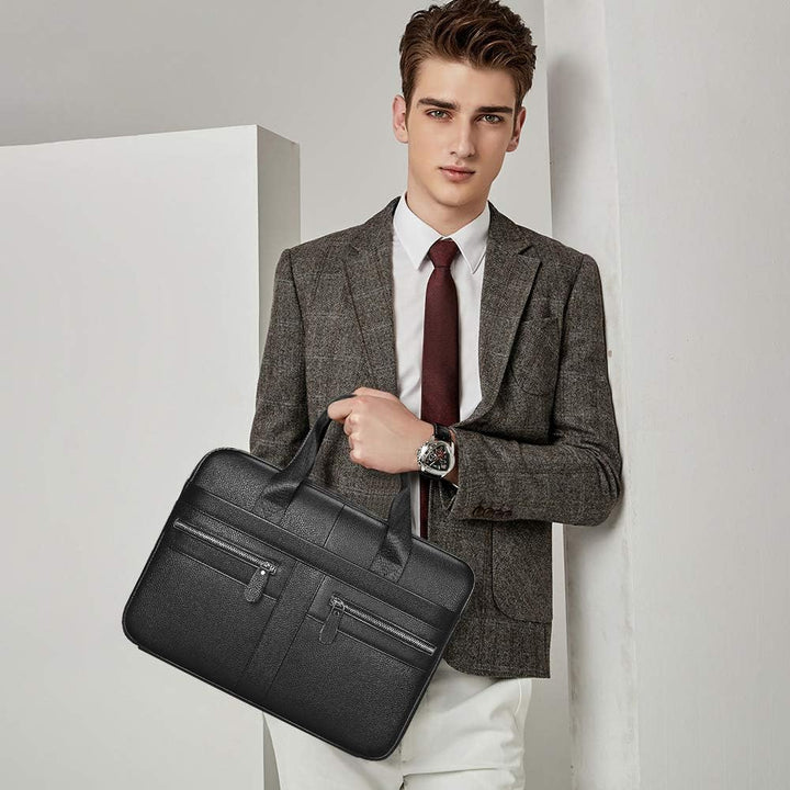 VINBAGGE Businesstasche Herren Leder Aktentasche Männer Handtasche Vintage Laptoptasche Arbeitstasch