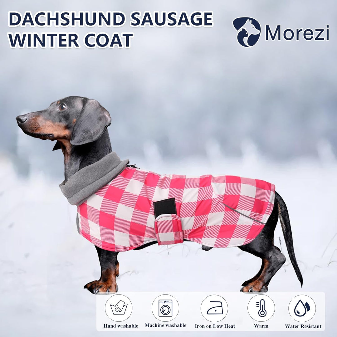 MOREZI Hundejacke ist eine wasserdichte, mit Fleece gefütterte Hundewinterjacke mit verstellbarem Gü