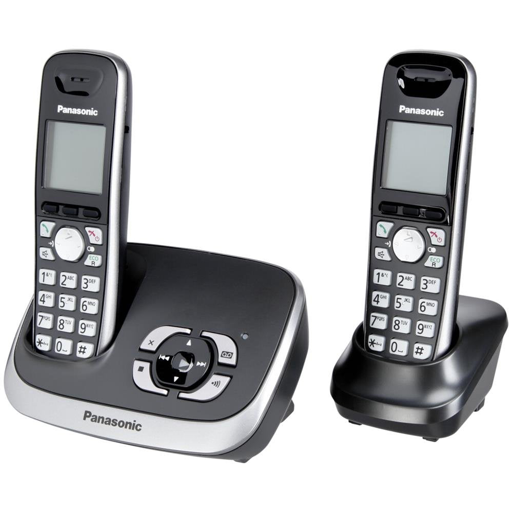 Panasonic KX-TG6522GB Duo Schnurlostelefon mit Anrufbeantworter schwarz schwarz Single, schwarz Sing