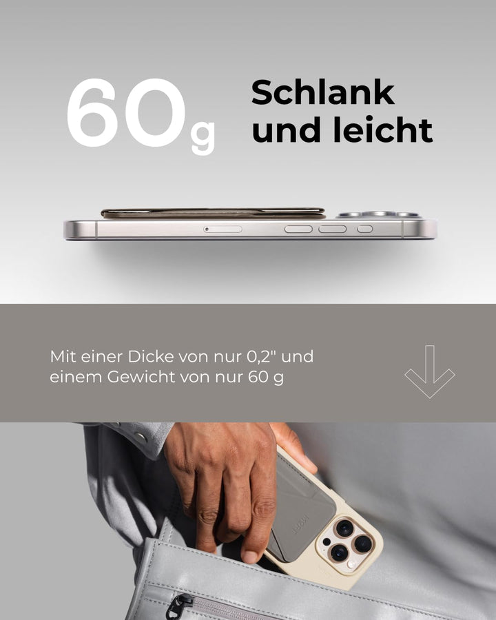 MOFT MagSafe Wallet Ständer für iPhone 15/14/13/12 Serie Kompatibel mit MagSafe, MOVAS Vegan Leder M