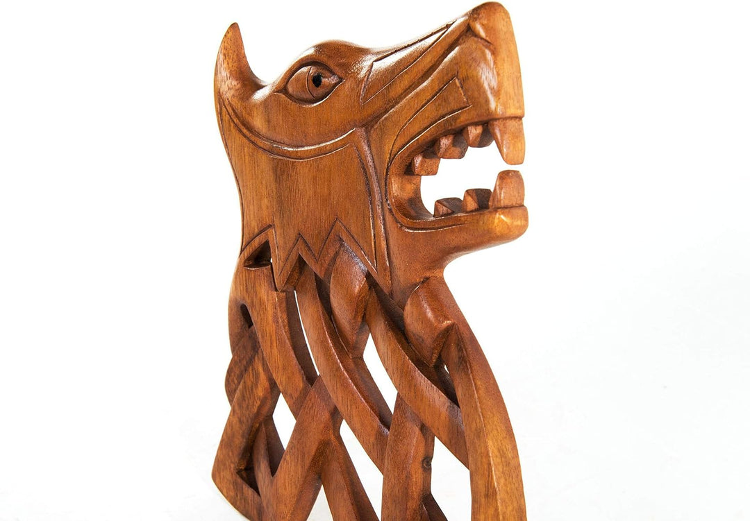 Windalf Wandbild Fenrir 24 cm Lokis Wolf Ragnarök Handarbeit aus Holz