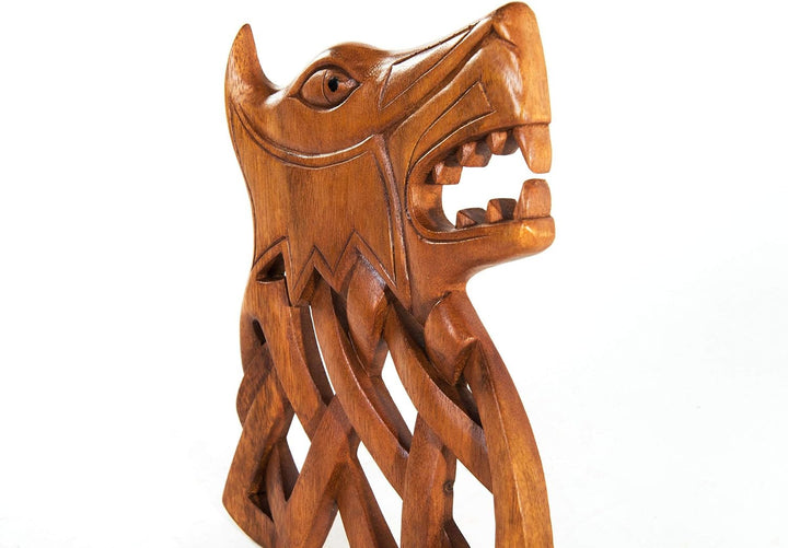 Windalf Wandbild Fenrir 24 cm Lokis Wolf Ragnarök Handarbeit aus Holz