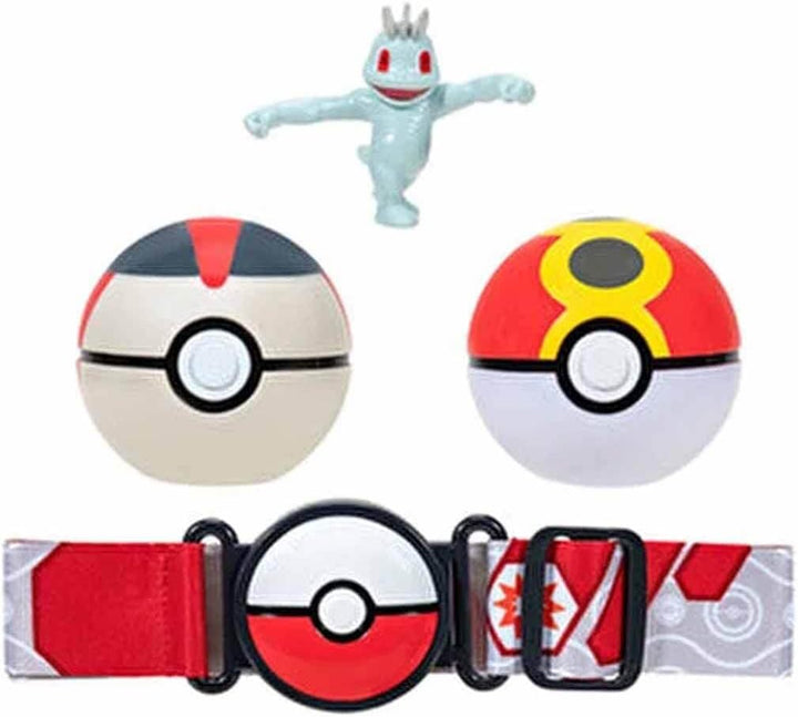 Pokémon PKW2717 - Clip and Go Pokéball Gürtel Set - Wiederball, Timerball & Machollo, offizielles Se