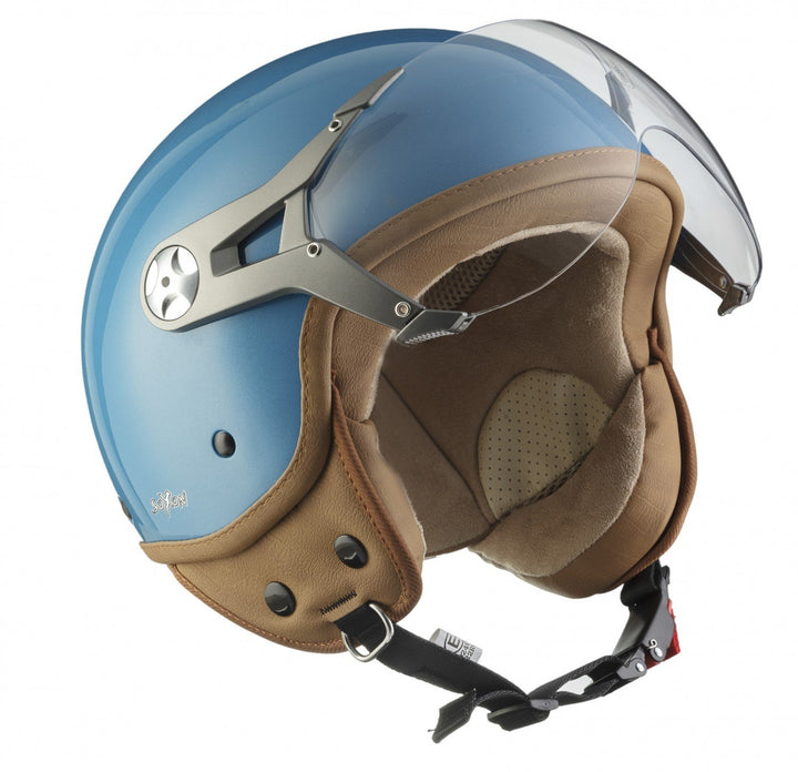 Soxon® SP-325 Mono „Crystal Blue“ · Jet-Helm · Motorrad-Helm Roller-Helm Scooter-Helm Moped Mofa-Hel