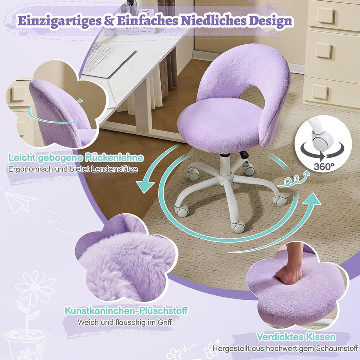 Bonnlo Homeoffice Stuhl, Schreibtischstuhl, Schminktisch Stuhl, Bürostuhl ohne Armlehnen, Drehstuhl