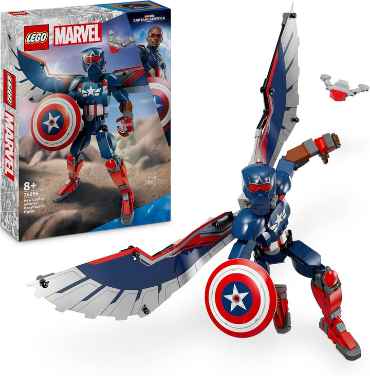 LEGO Marvel New Captain America Baufigur, Superhelden Spielzeug für Kinder, baubares Modell und Mini