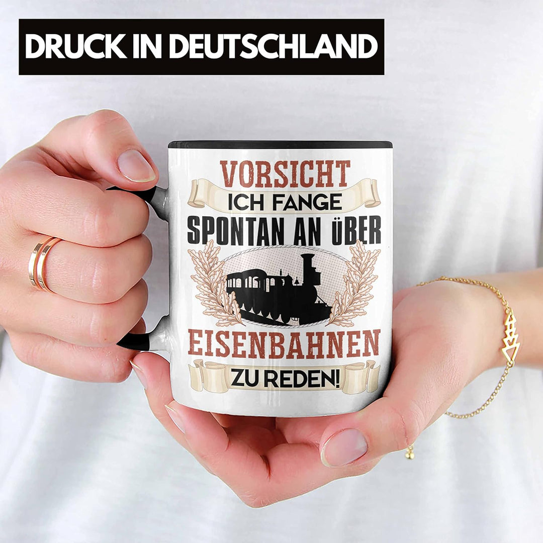 Trendation - Eisenbahner Tasse Geschenk für Modelleisenbahn-Fans Geschenkidee Ich Fange Spotan An Üb