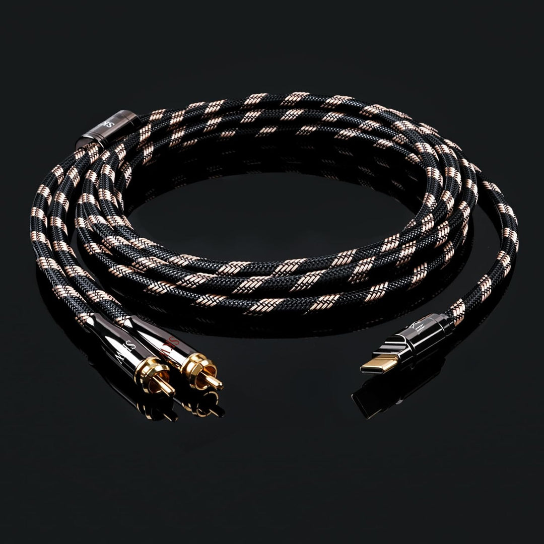 SKW Audiophiles Type C auf 2RCA Kabel, USB C auf Cinch Audio Kabel für Telefon, Laptop, Verstärker,
