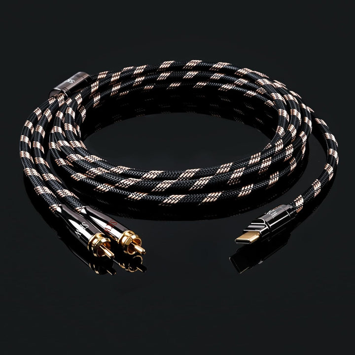 SKW Audiophiles Type C auf 2RCA Kabel, USB C auf Cinch Audio Kabel für Telefon, Laptop, Verstärker,
