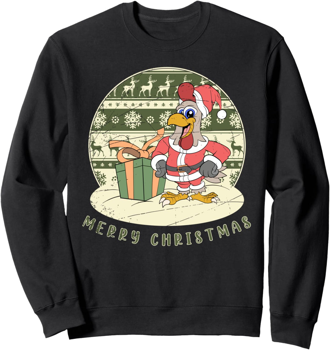 Bauern Geschenk Ugly Christmas Tiere Hühner Sweatshirt