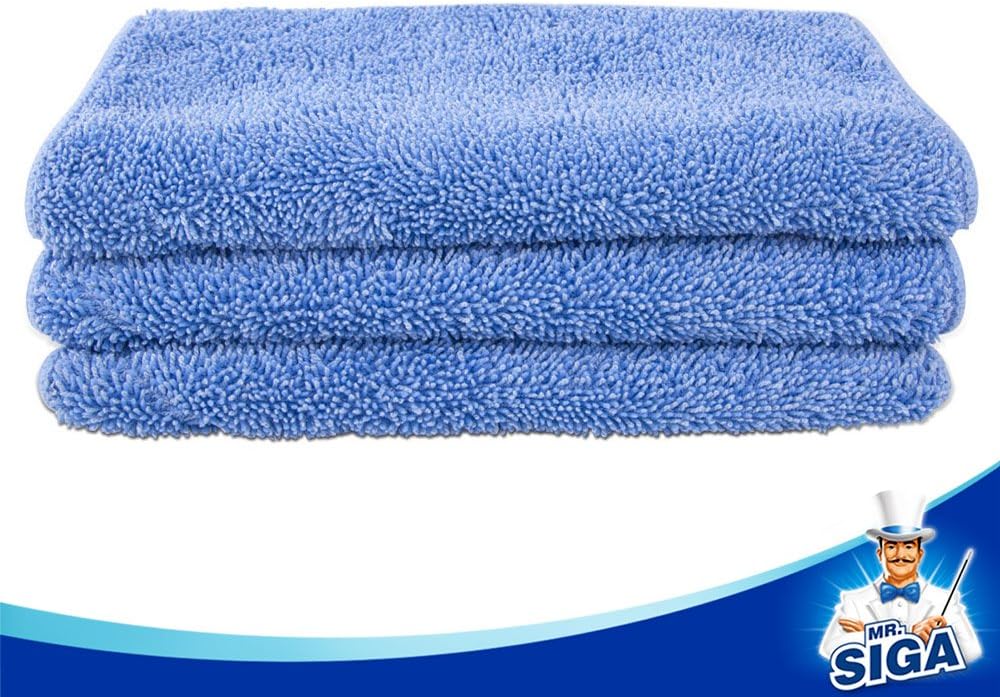 MR.SIGA Mikrofasertücher für Professionelle Wischmop, 3 Wiederverwendbaren Mikrofasertücher Blau, Bl