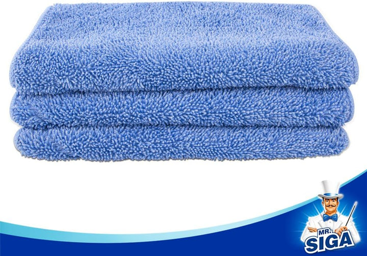 MR.SIGA Mikrofasertücher für Professionelle Wischmop, 3 Wiederverwendbaren Mikrofasertücher Blau, Bl