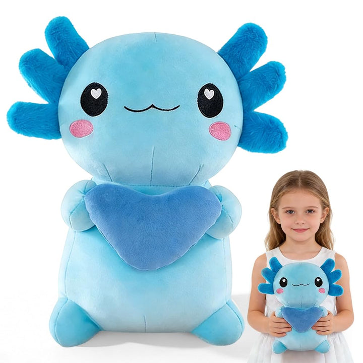 Axolotl Plüschtier Kuscheltier Stofftier, 30cm Kawaii Axolotl Plüsch mit Herz, Salamander Plüschtier
