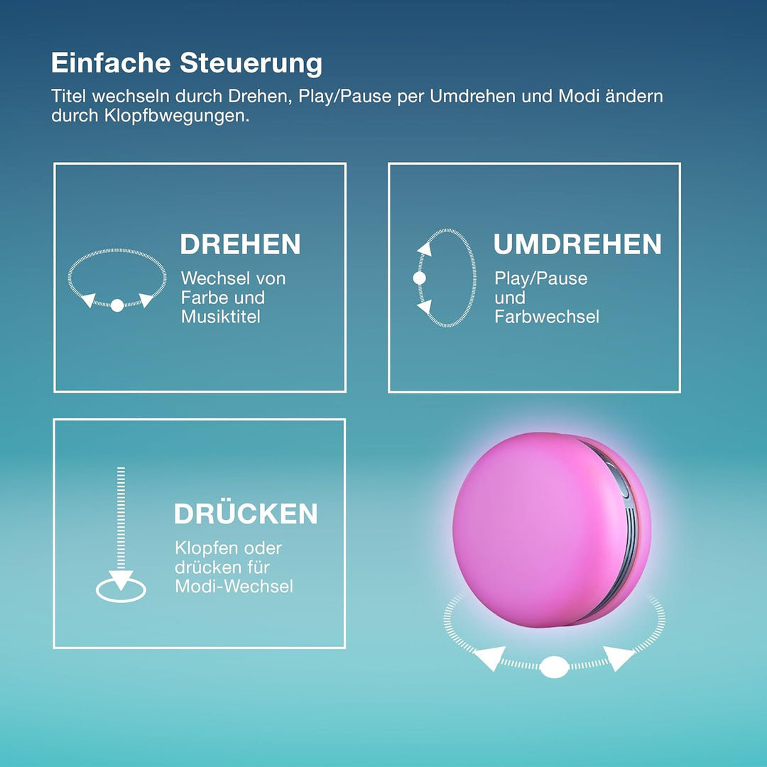 Osram Smart Macaron, Bluetooth-Lautsprecher mit Dreh-Farblicht, Musik-Sync & App-Timer – 3 Modi, Ste