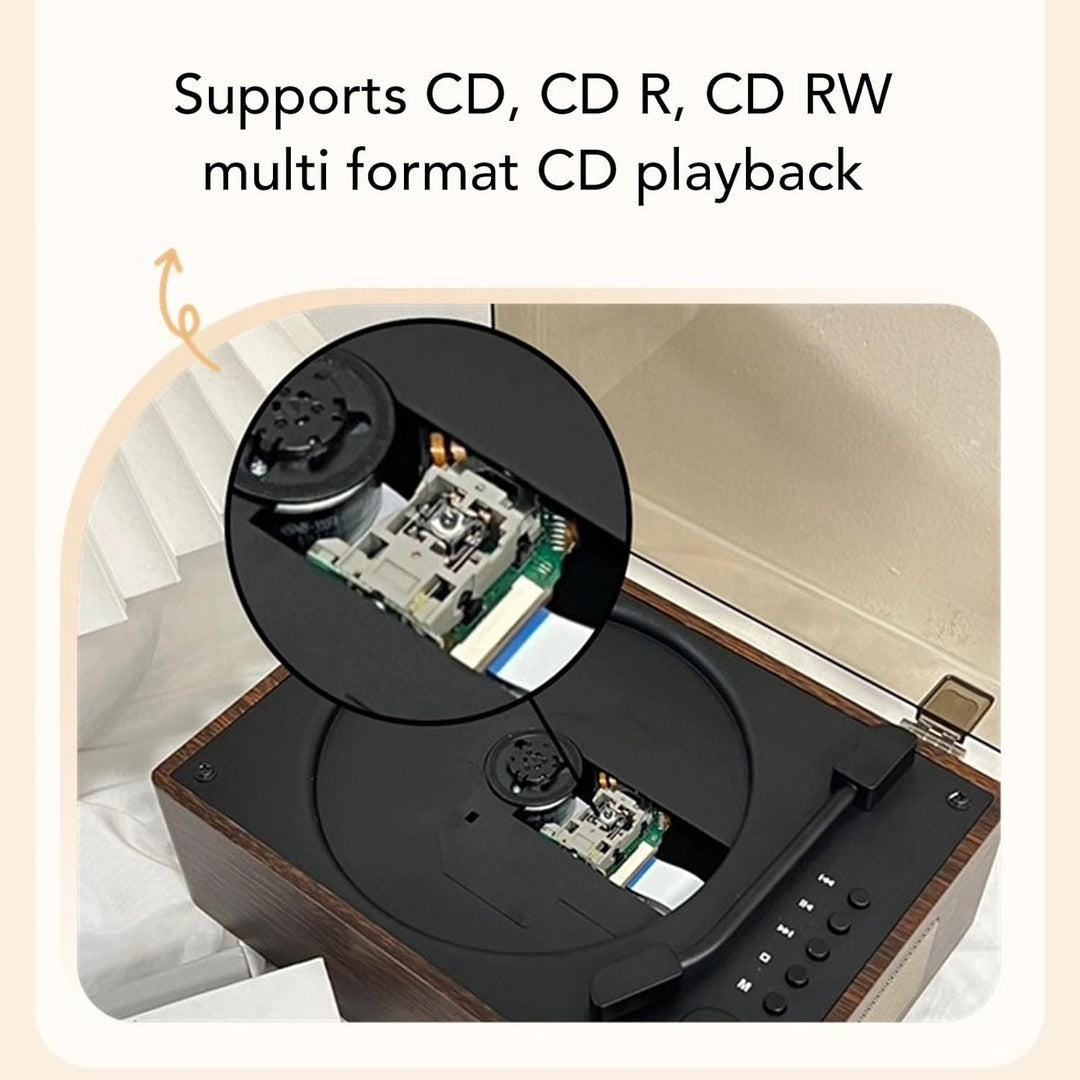 Tragbarer Bluetooth CD Player mit Fernbedienung Retro HiFi-Sound-Lautsprecher Unterstützt CD AUX USB