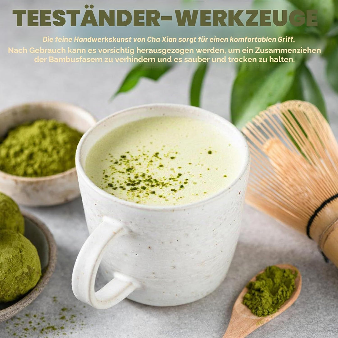 4 Stück Matcha Set, Matcha Besen Set, Matcha Tee Set, Matcha Besen Set, Matcha Schale mit Ausgiesser