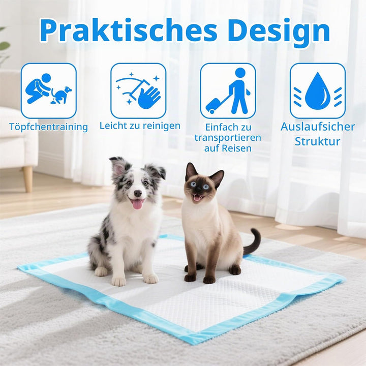100 Stück Trainingspads für Hunde, 60X60 cm PIPI Matten für Welpen, Unterlagen Baby mit 6 Schichten