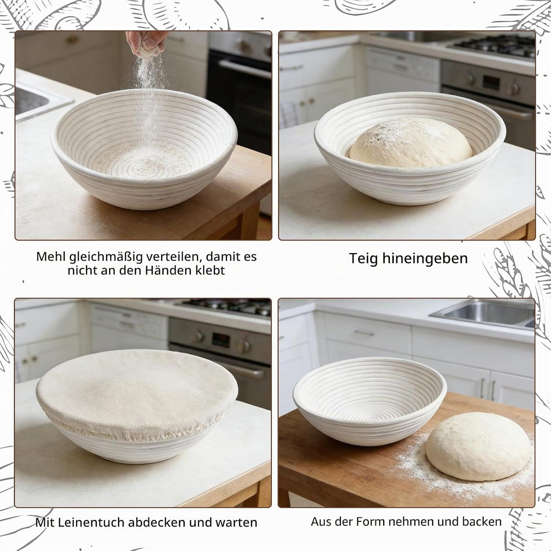gärkörbchen für brot, Material: Rattan, Masse: 25x8cm, Farbe: Natur, Rundes Gärkorb Zum Brotbacken-S