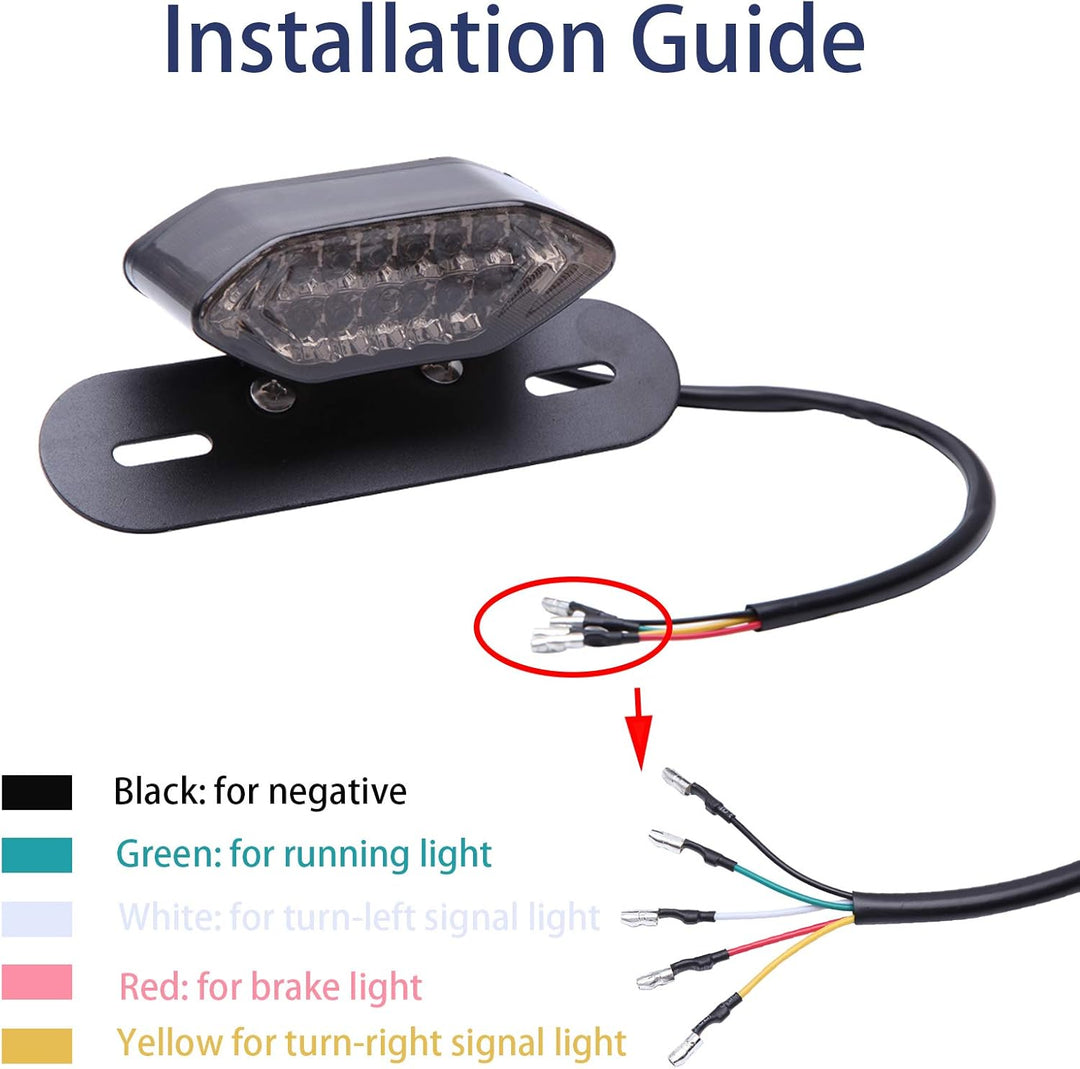JMTBNO Motorrad 20 LED Rücklicht Bremslicht Blinker Kennzeichenbeleuchtung mit Halterung E-geprüft U