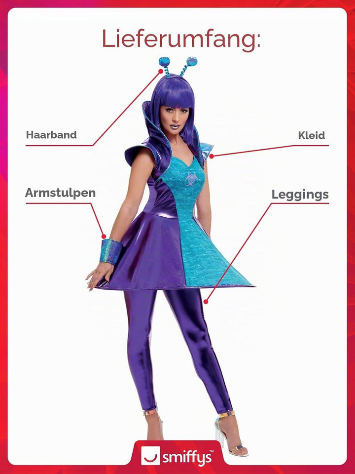 Alien Lady Costume, Multi-Coloured (S) S - UK Size 08-10 Mehrfarbig, S - UK Size 08-10 Mehrfarbig