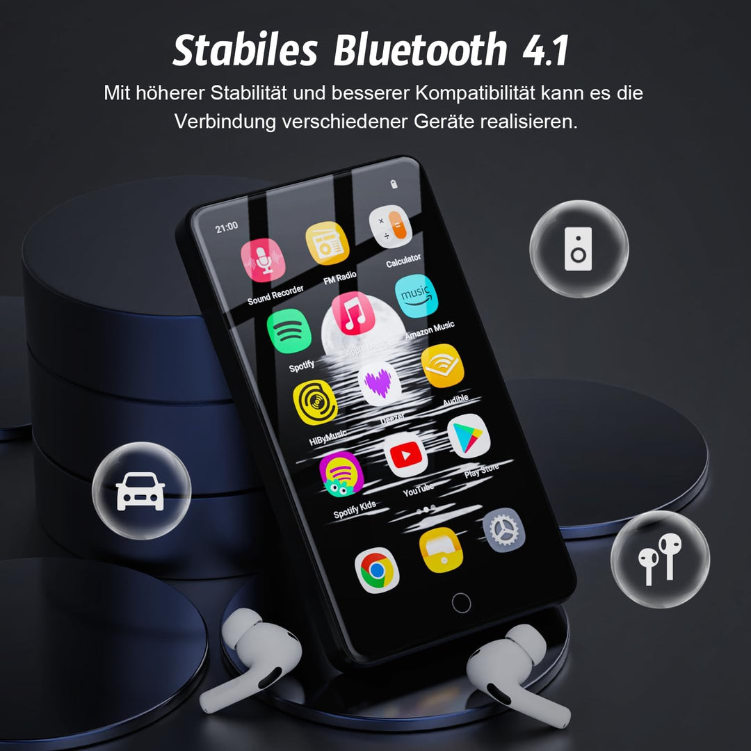 144 GB MP3 Player with WiFi and Bluetooth, 4.02 Inch IPS HD Touch Screen, MP4 Player with Speakers,
