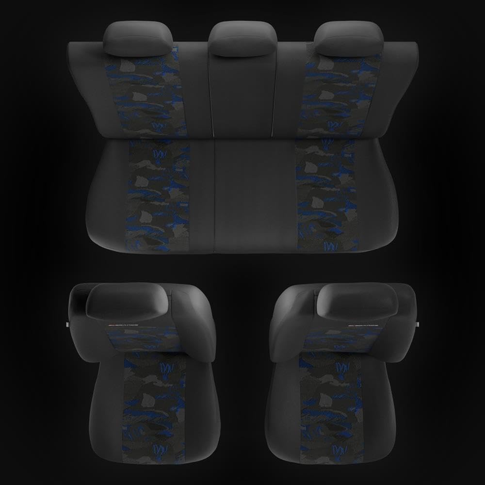 Mossa Sitzbezüge passend für Mercedes A Klasse W168 W169 (1997-2012) UNE-BL Blau UNE-BL Full Set, Bl