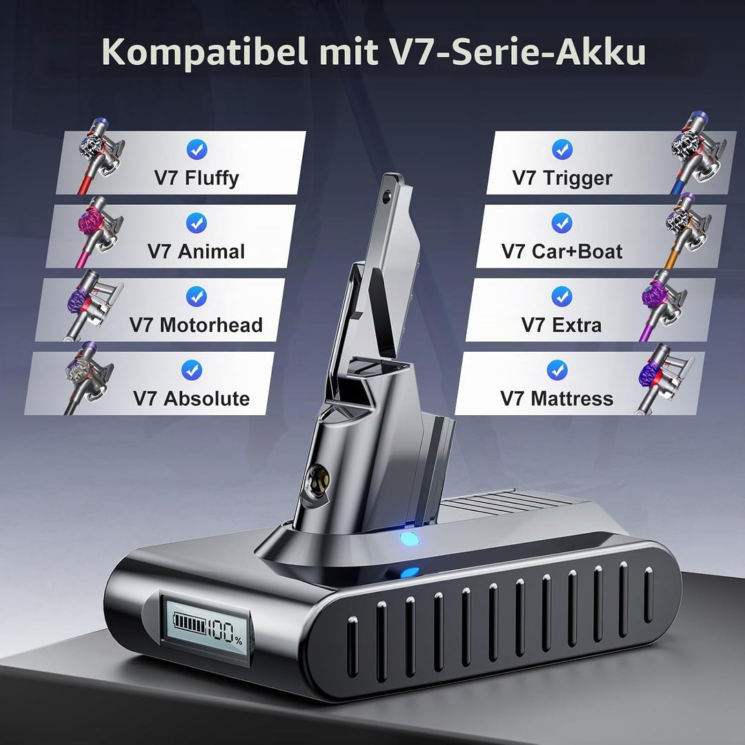 V7 Akku für Dyson, Ersatzakku für Dyson SV11 Kompatibel mit V7 SV11 Animal Motorhead Trigger Fluffy