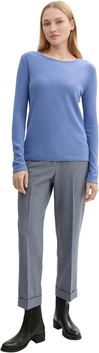 Tom Tailor Damen 1016350 Basic Strickpullover aus Bio-Baumwolle (1er Pack) M 10436 - Colony Blue, M