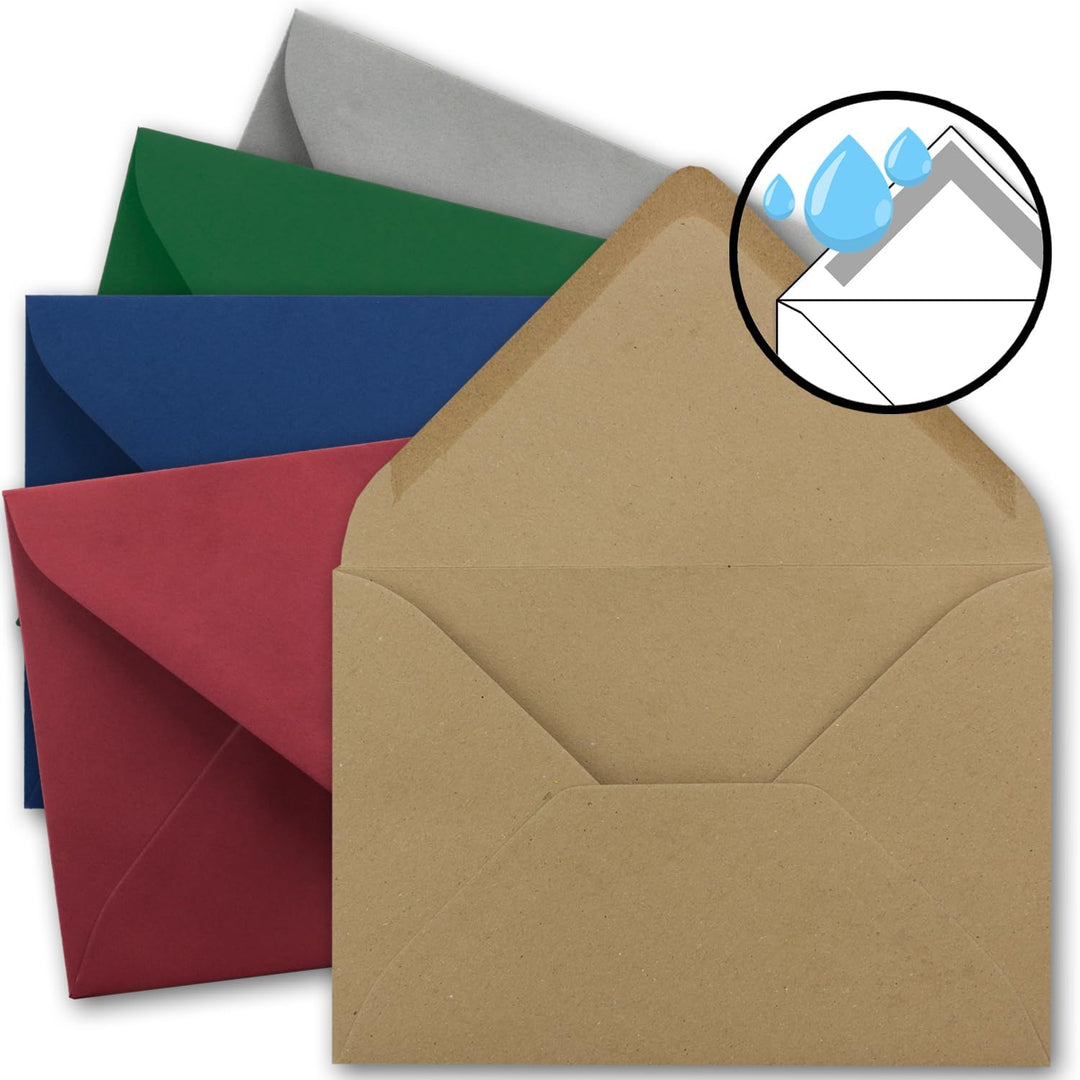 75x Weihnachts-Briefumschläge - DIN B6 - mit Gold-Metallic geprägtem Sternenregen - Farbenmix 1 - je