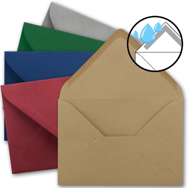 75x Weihnachts-Briefumschläge - DIN B6 - mit Gold-Metallic geprägtem Sternenregen - Farbenmix 1 - je