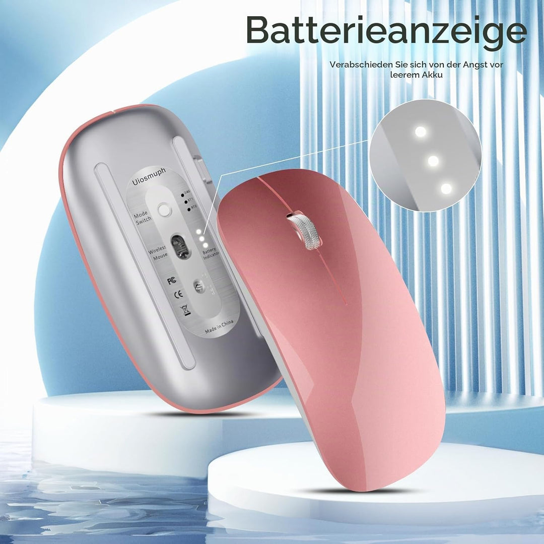 Uiosmuph U30 Bluetooth Maus Kabellose,Wiederaufladbare Leise (BT5.1+ BT5.1+ USB) Funkmaus Laptop Wir