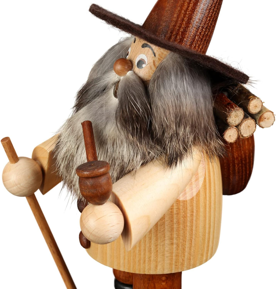 DWU Original Erzgebirgischer Räuchermann® Wichtel Holzsammler Natur #933/N
