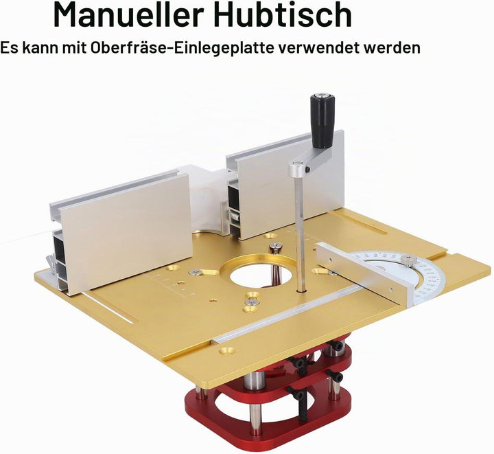 Oberfräsen-Lift mit Oberplatte, Oberfräsen-System-Set, Frästisch-Einsatzplatte aus Aluminiumlegierun